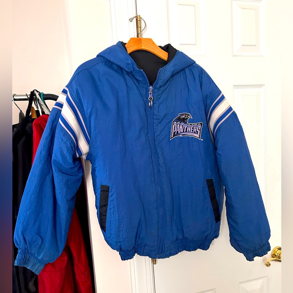 🖤💙Vintage Reversible Carolina Panthers Puffer Jacket